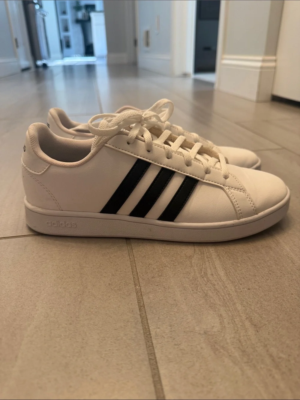 adidas White Low-Top Sneakers with Black Stripes